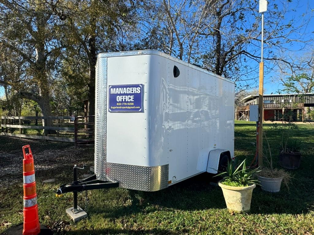 Managers office trailer at Sugar Land RV Park